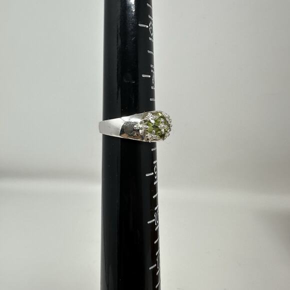 Sterling Silver Chuck Clemency Ring Size 8 Vintage Green Peridot Marquise - Picture 8 of 8